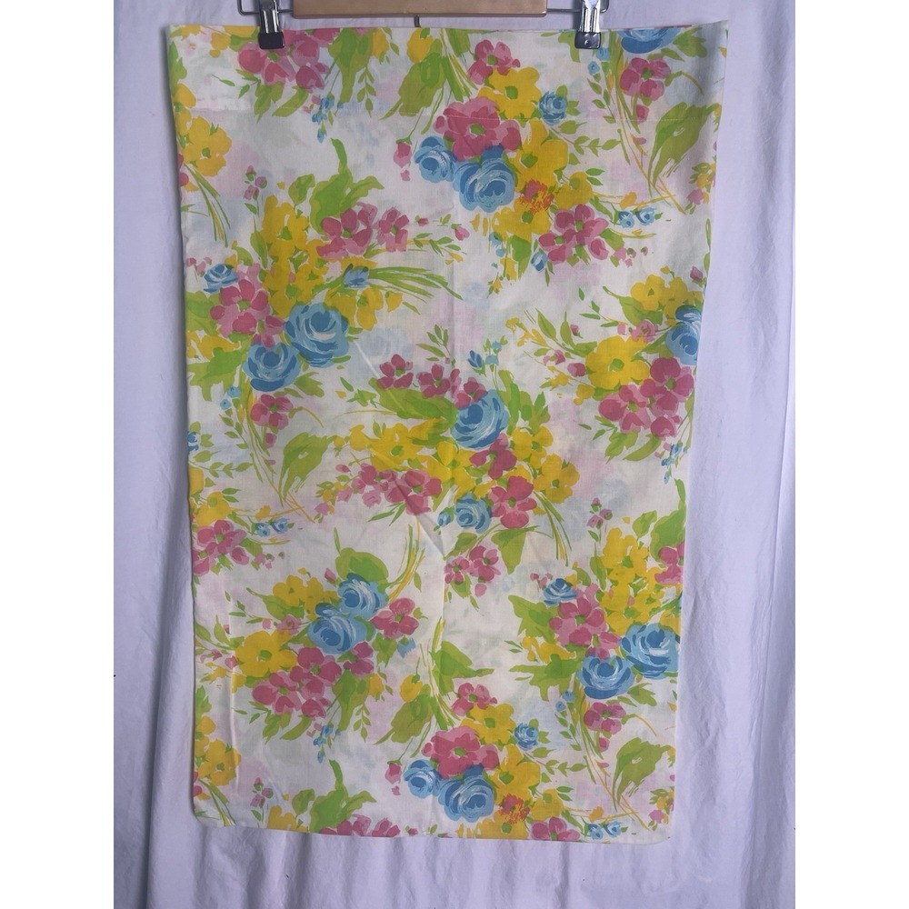 Vintage BIBB brand 70s bright floral BoHo standard pillowcase made in the USA.